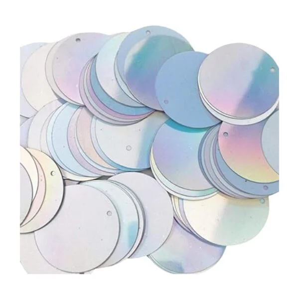 Lentejuelas sueltas holográficas plateadas redondas de_2