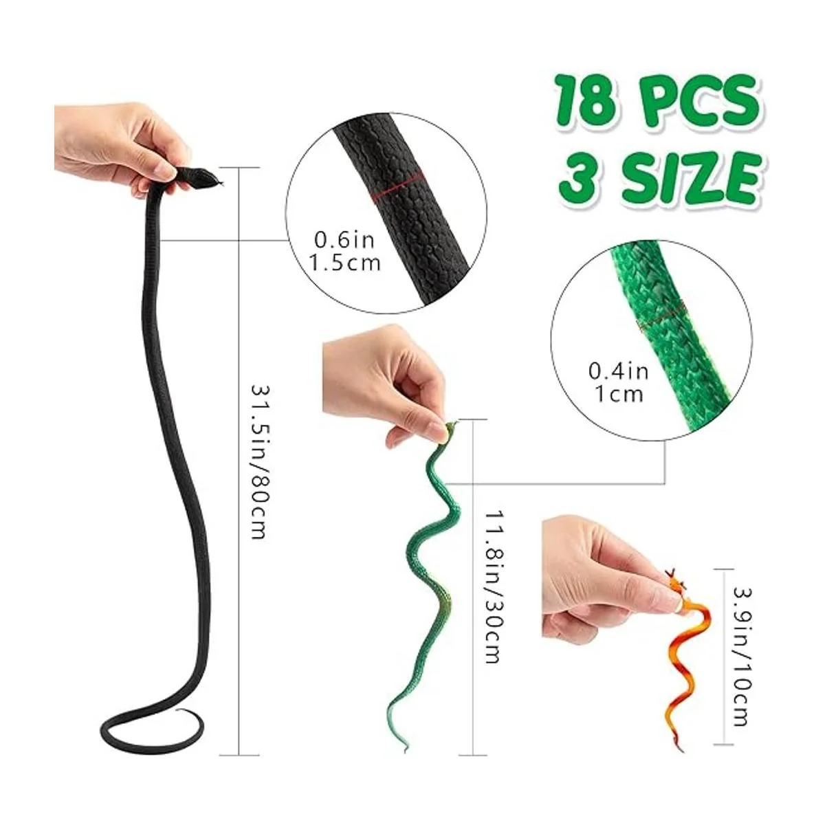 Serpientes falsas 12 en 1 superrealistas 12 piezas de 3_3