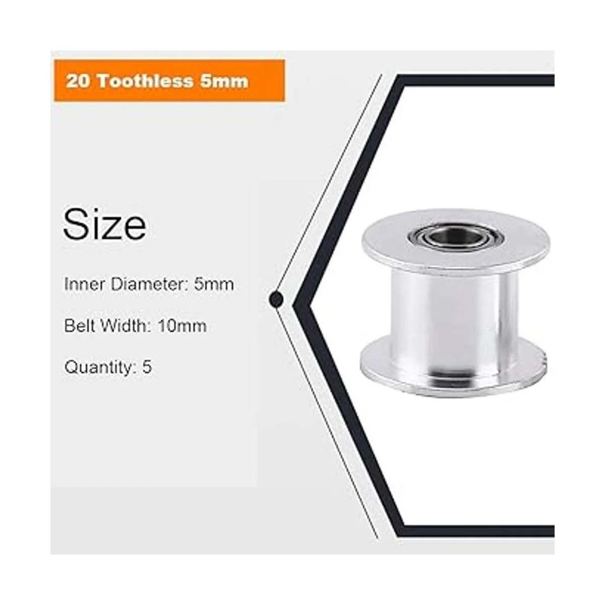 GT2 Polea de correa dentada rodillo liso de 0.394 in_3