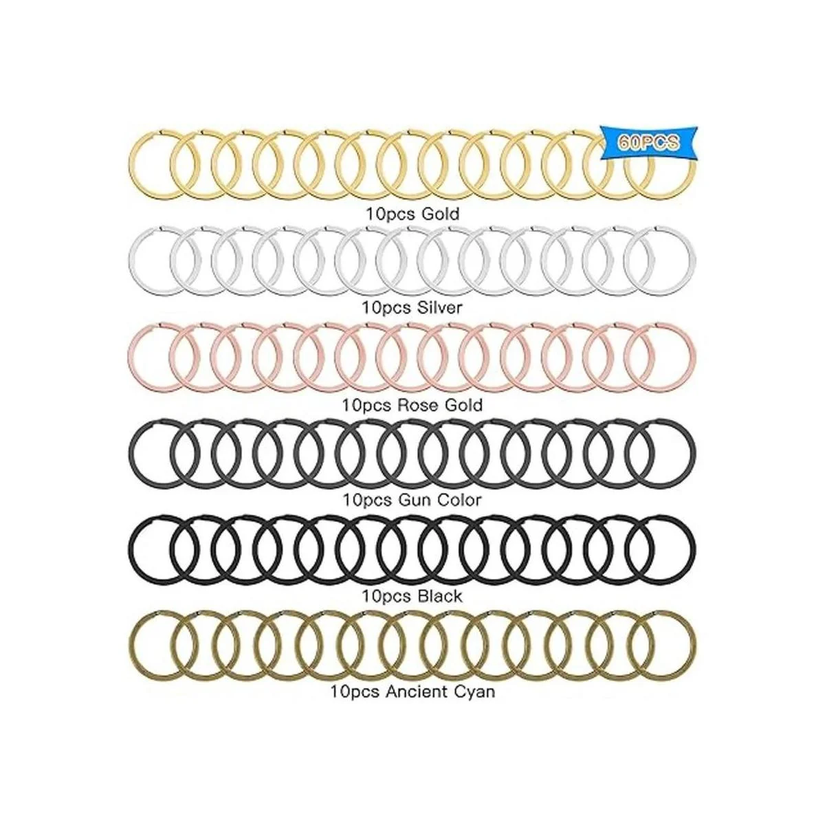 60 anillos planos de metal llavero anillo redondo plano_2