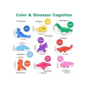 FFTROC Juguetes de dinosaurio apilables de madera para_4