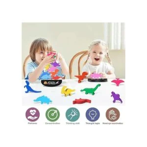 FFTROC Juguetes de dinosaurio apilables de madera para_2