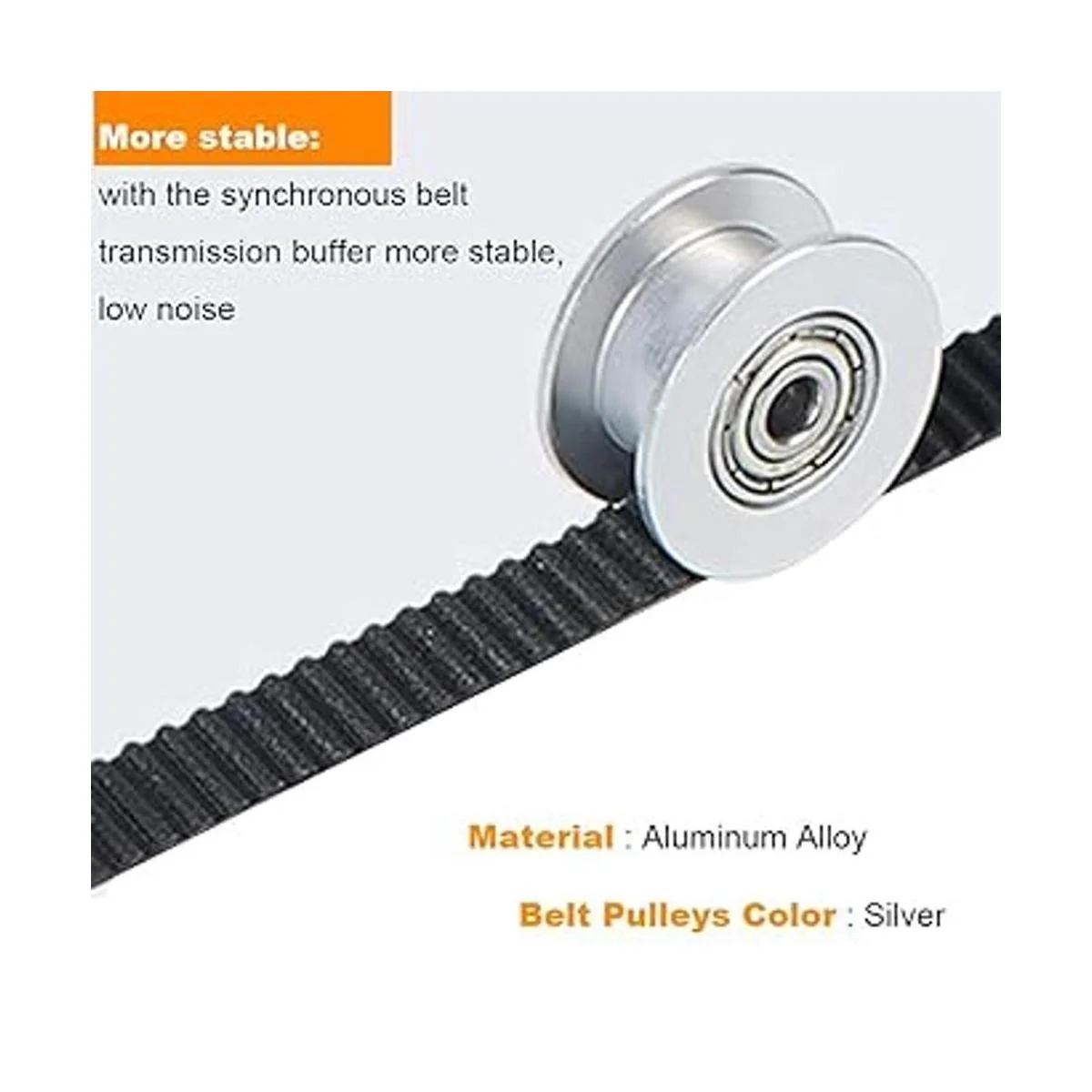 GT2 Polea de correa dentada rodillo liso de 0.394 in_4