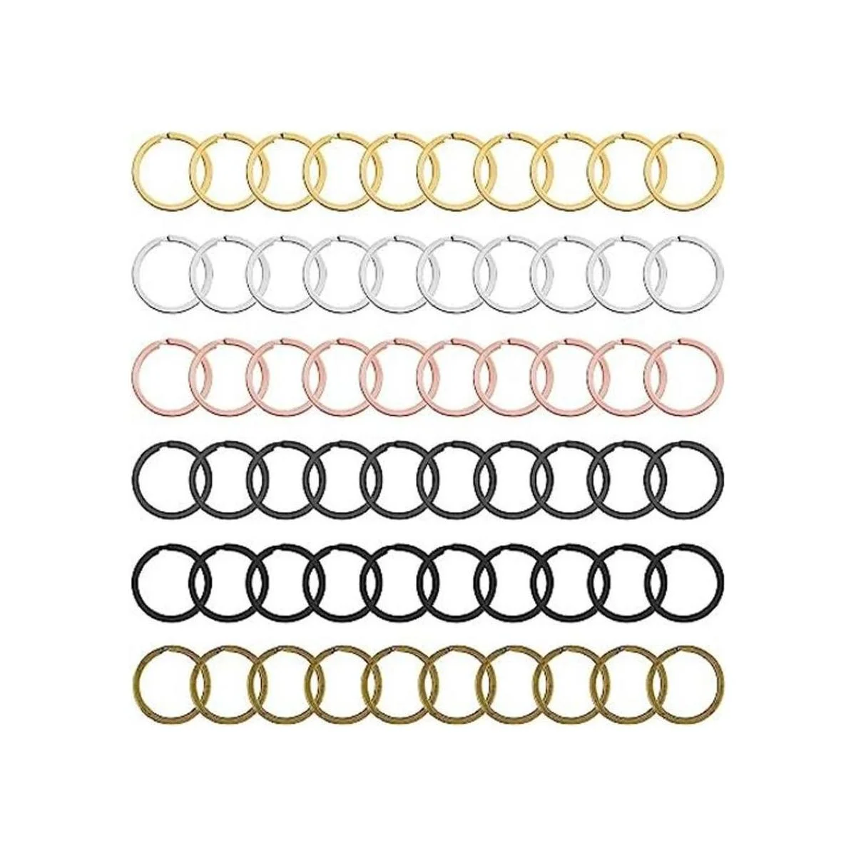 60 anillos planos de metal llavero anillo redondo plano_1