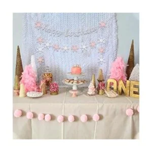 Invierno Feliz Cumpleaños Banner Decoración Niña Fiesta_3