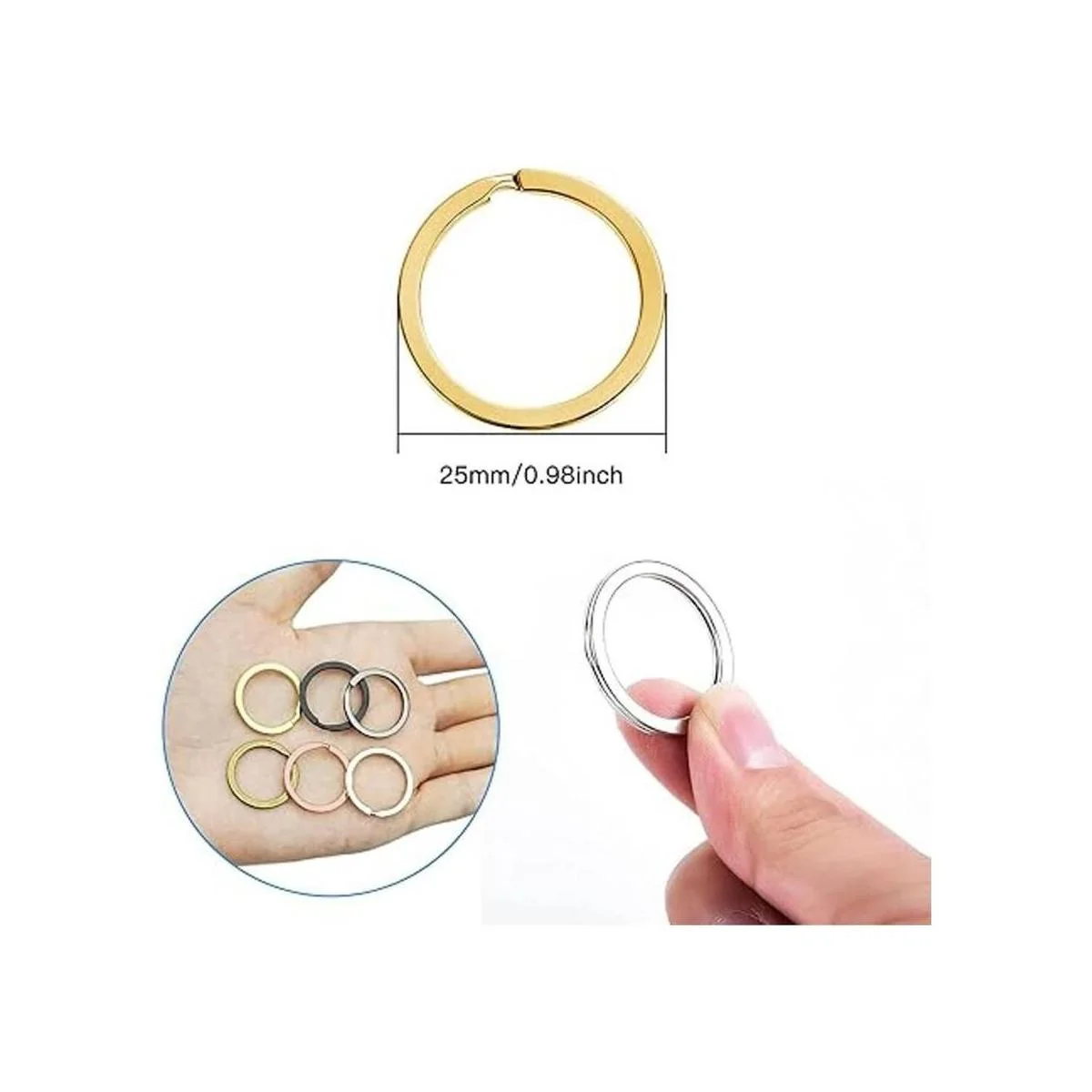 60 anillos planos de metal llavero anillo redondo plano_3