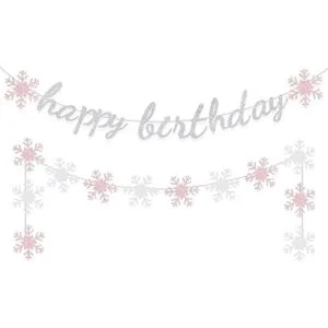 Invierno Feliz Cumpleaños Banner Decoración Niña Fiesta_1