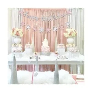 Invierno Feliz Cumpleaños Banner Decoración Niña Fiesta_4