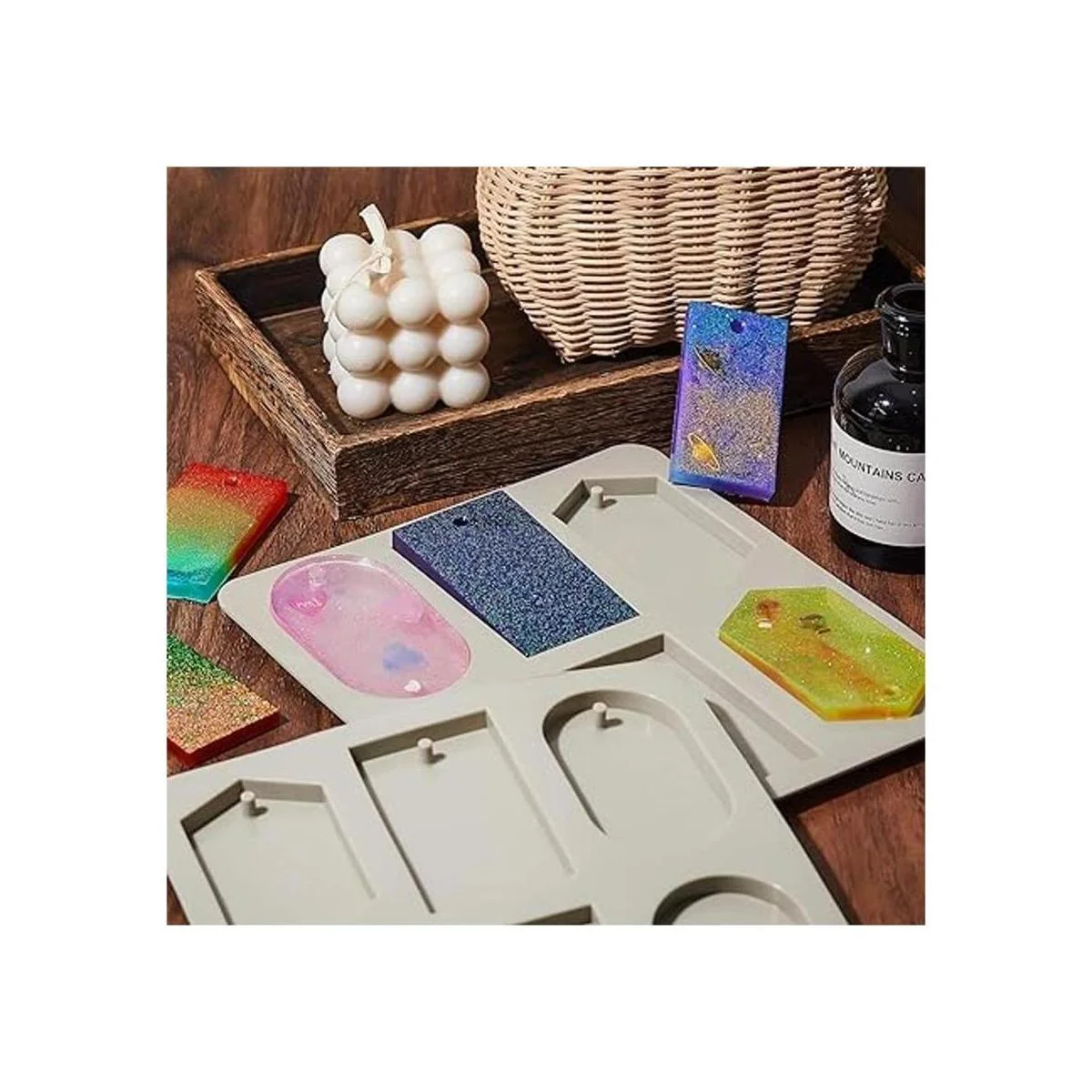 2 moldes de cera de silicona rectángulo cera resina moldes_6