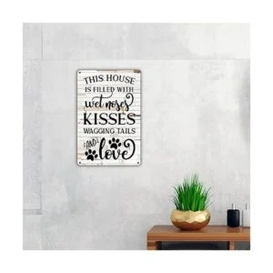 QIONGQI Funny Dog Rules Metal Tin Sign Decoración de Pared_4