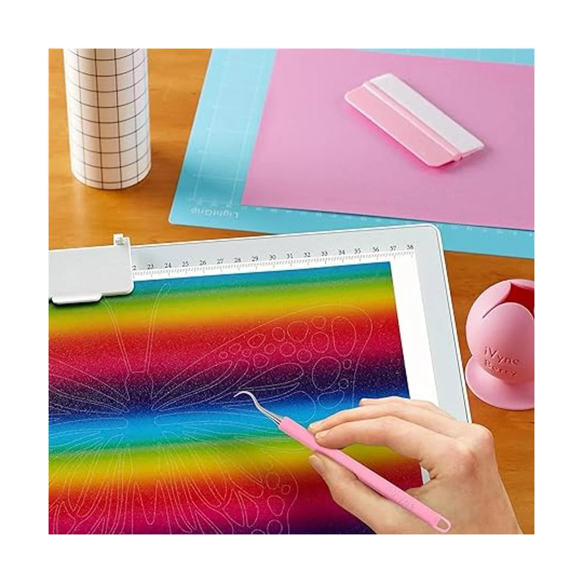 iVyne Paquete de 5 hojas de vinilo con purpurina arcoíris_7