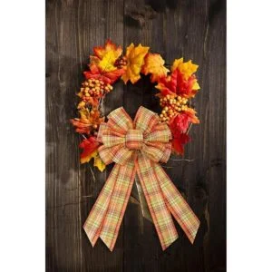Corona grande de lazo para otoño Acción de Gracias_5