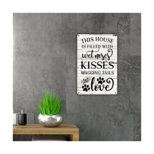 QIONGQI Funny Dog Rules Metal Tin Sign Decoración de Pared_3