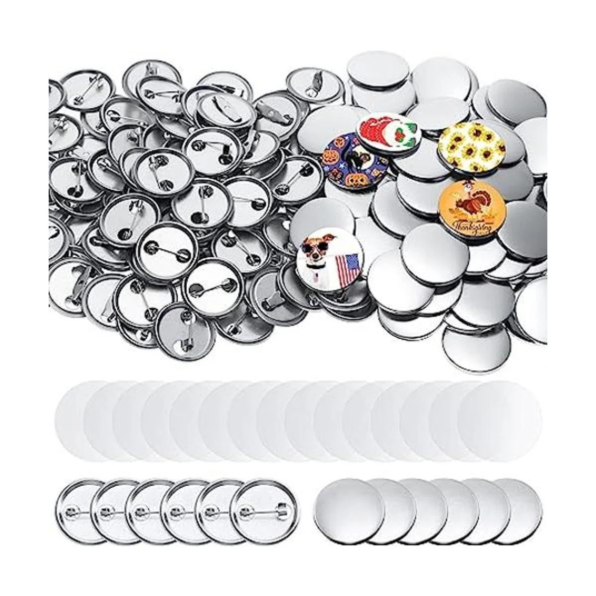 300 piezas de suministros para hacer botones en blanco_1