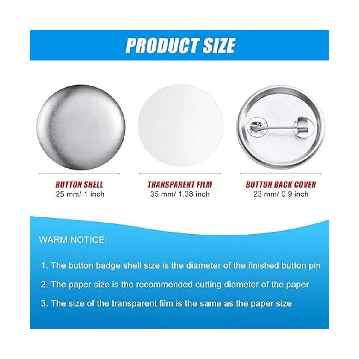 300 piezas de suministros para hacer botones en blanco_3