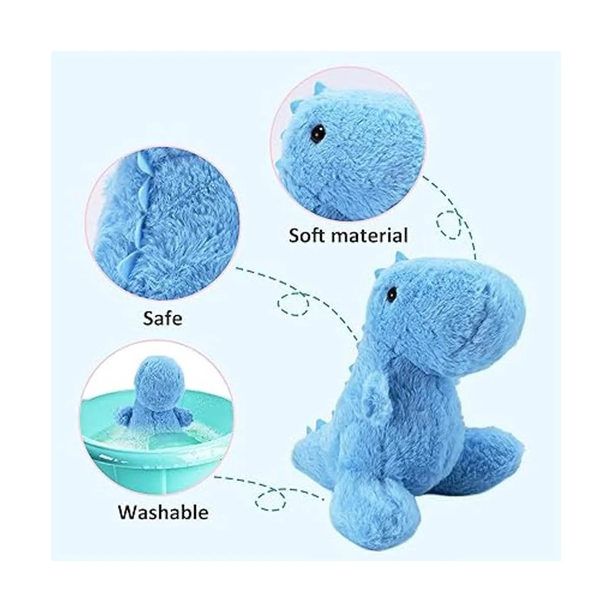 VANLINNY Peluche de dinosaurio azul juguete de peluche de_3