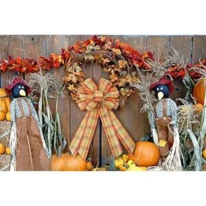 Corona grande de lazo para otoño Acción de Gracias_6