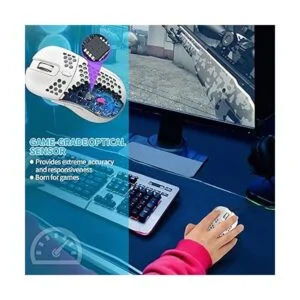 Mouse para juegos con cable de panal de abeja_4