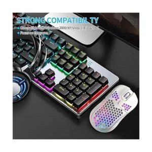 Mouse para juegos con cable de panal de abeja_7