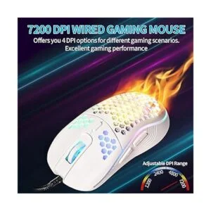 Mouse para juegos con cable de panal de abeja_3