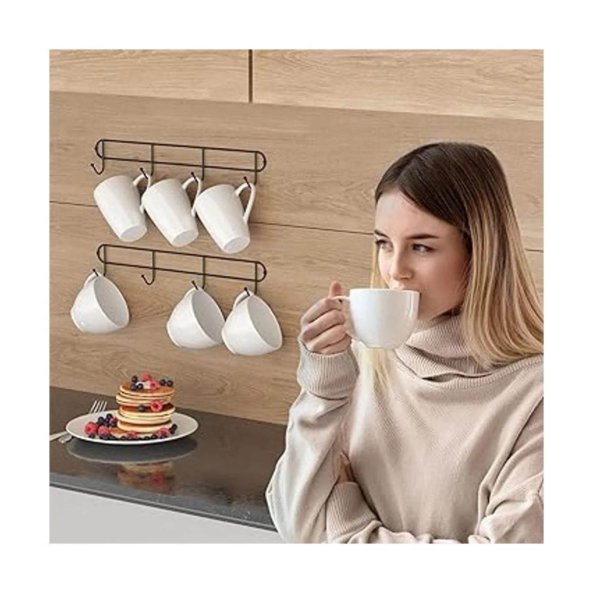 Tibres Soporte para tazas de café montado en la pared_3