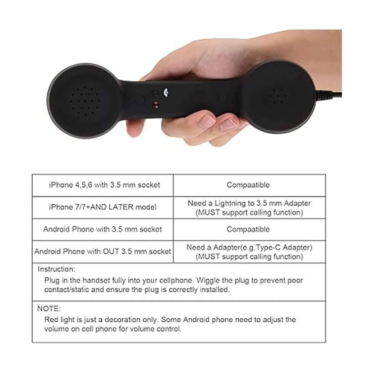 Cosmos Receptor de teléfono celular retro con micrófono_5