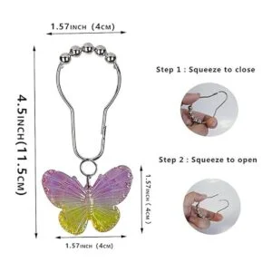 Ganchos para cortina de ducha de mariposas 12 piezas de_4