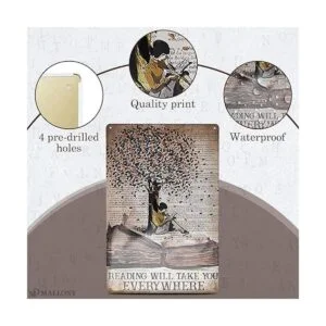 MALLONY Letrero de metal para leer con texto en inglés_4