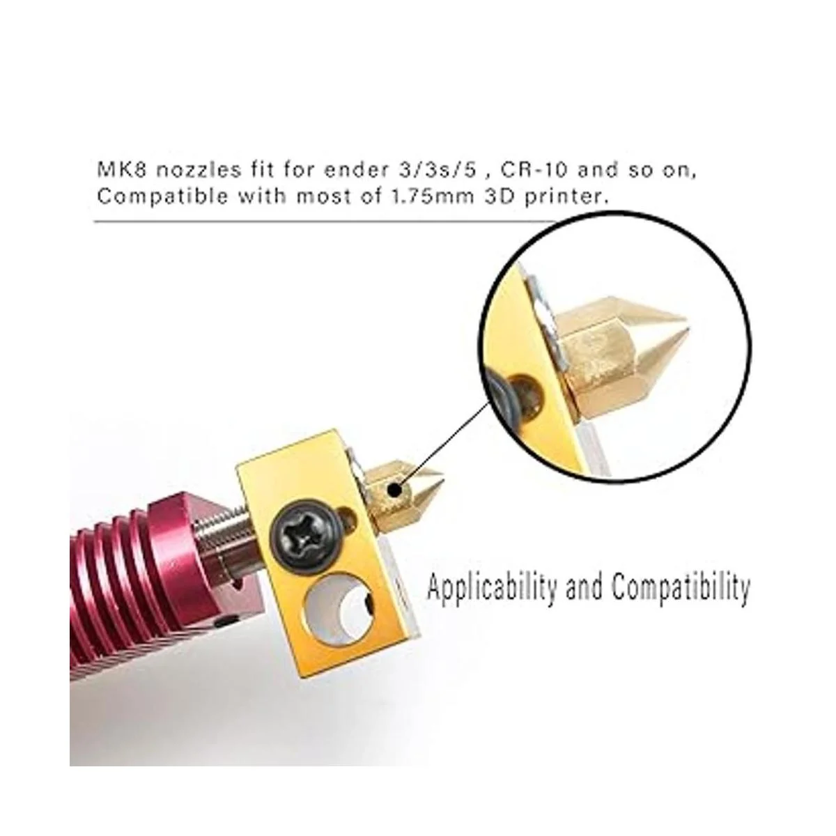 XIFOWE MK8 Boquillas de latón para impresora 3D de 0.016_3