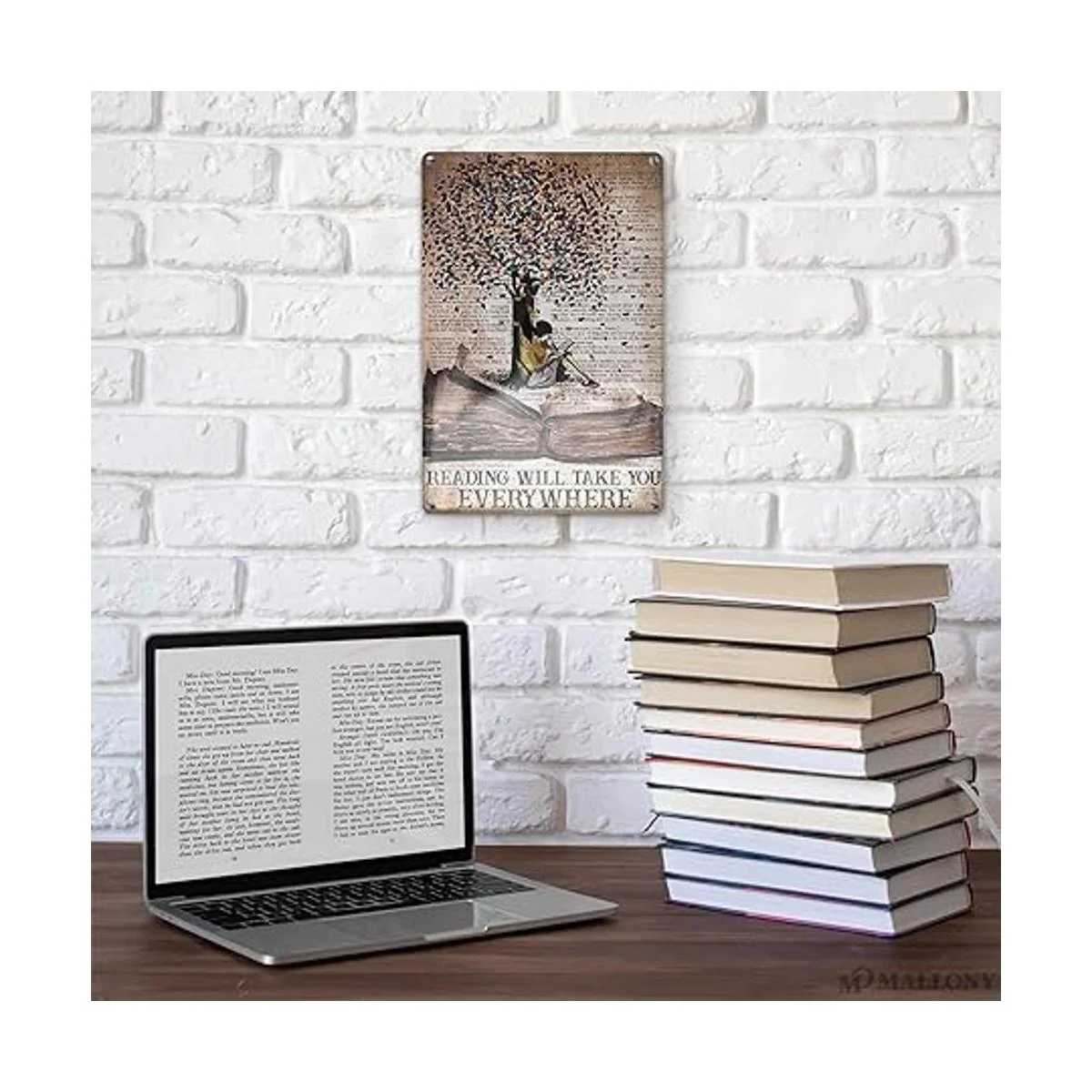 MALLONY Letrero de metal para leer con texto en inglés_5