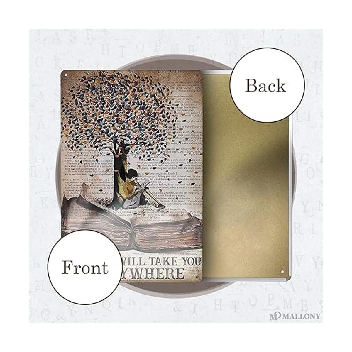 MALLONY Letrero de metal para leer con texto en inglés_3