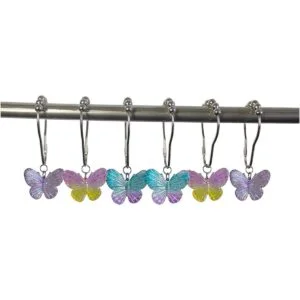 Ganchos para cortina de ducha de mariposas 12 piezas de_2