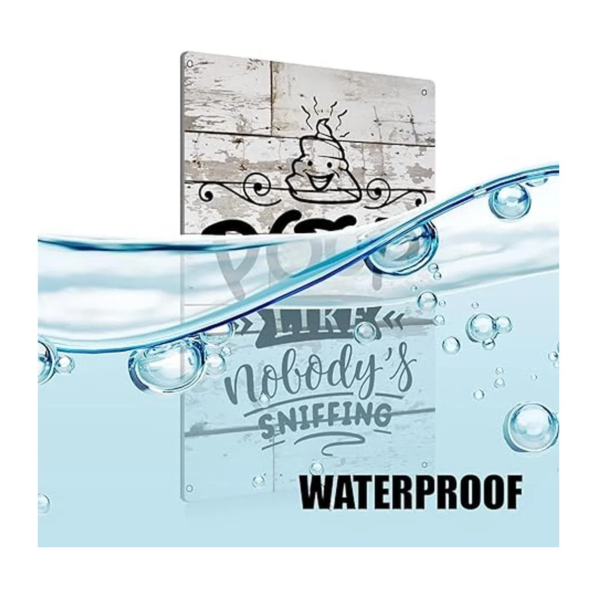 BEASTZHENG letrero rústico para baño con texto en inglés_3