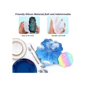 El juego de 8 moldes de resina de silicona de posavasos_2