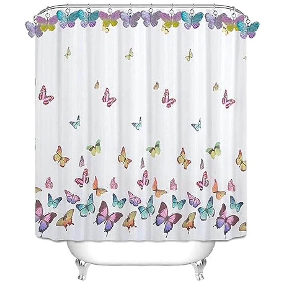 Ganchos para cortina de ducha de mariposas 12 piezas de_3