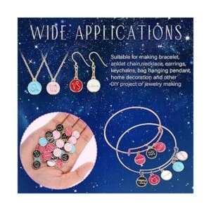 Henoyso 72 dijes de signo del zodiaco redondos de metal_3