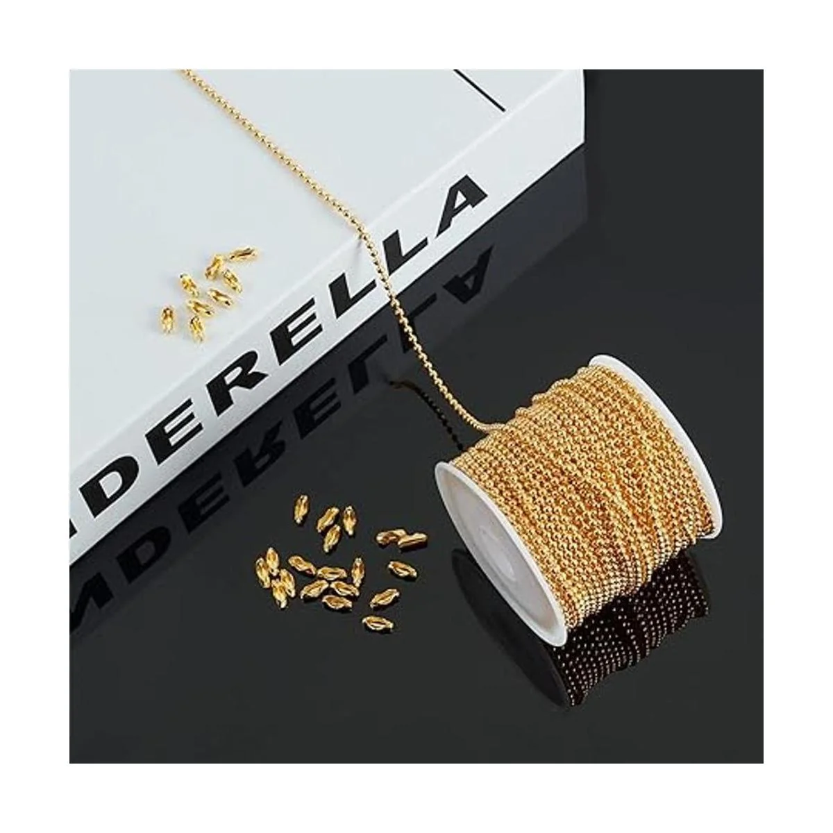 SUNNYCLUE Cadenas de bola de latón de 32 pies carrete de_4