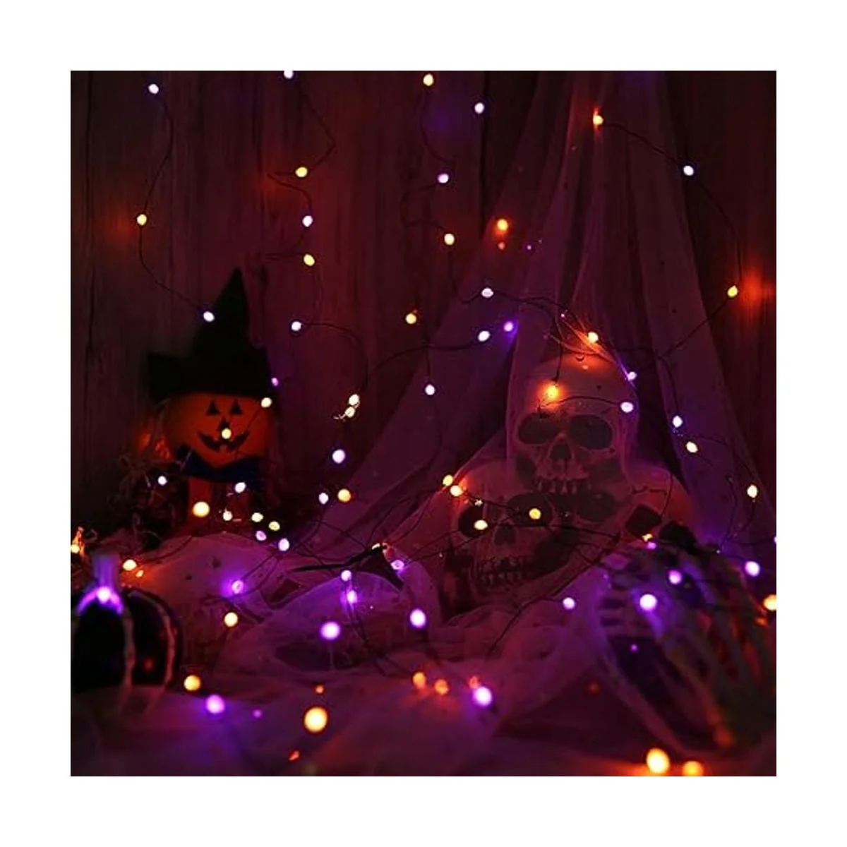 Lomotech Luces de Halloween naranjas moradas 16.4 pies_6