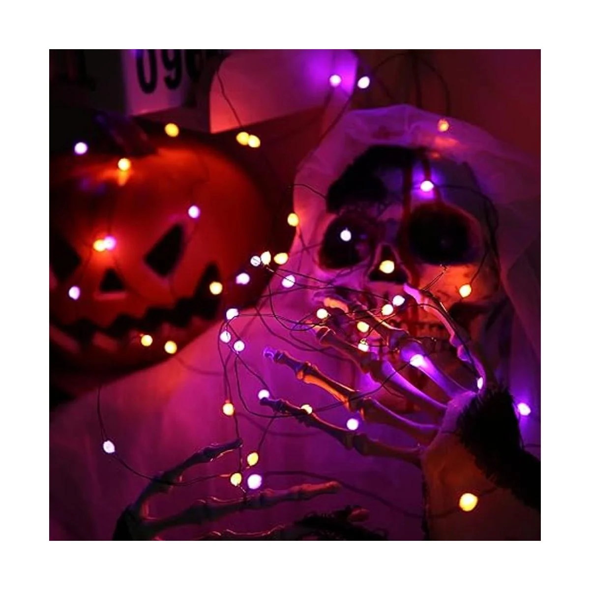 Lomotech Luces de Halloween naranjas moradas 16.4 pies_5