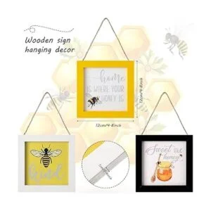 3 piezas de letreros colgantes de abeja bandeja de madera_2