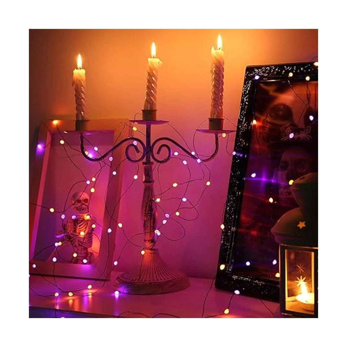 Lomotech Luces de Halloween naranjas moradas 16.4 pies_7
