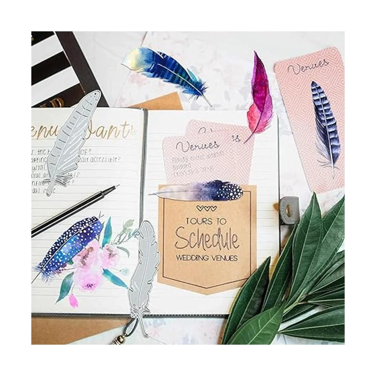 9 troqueles de corte de plumas plantillas de repujado de_5