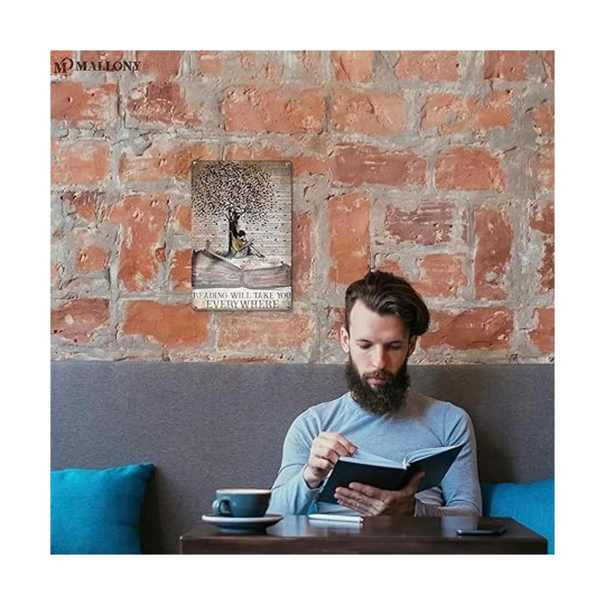 MALLONY Letrero de metal para leer con texto en inglés_7