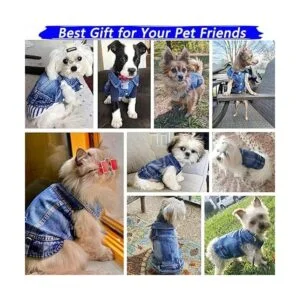 LKEX Chaqueta de mezclilla para perro camisa de mezclilla_5