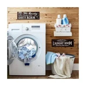 2 letreros de madera para cuarto de servicio decoración_5