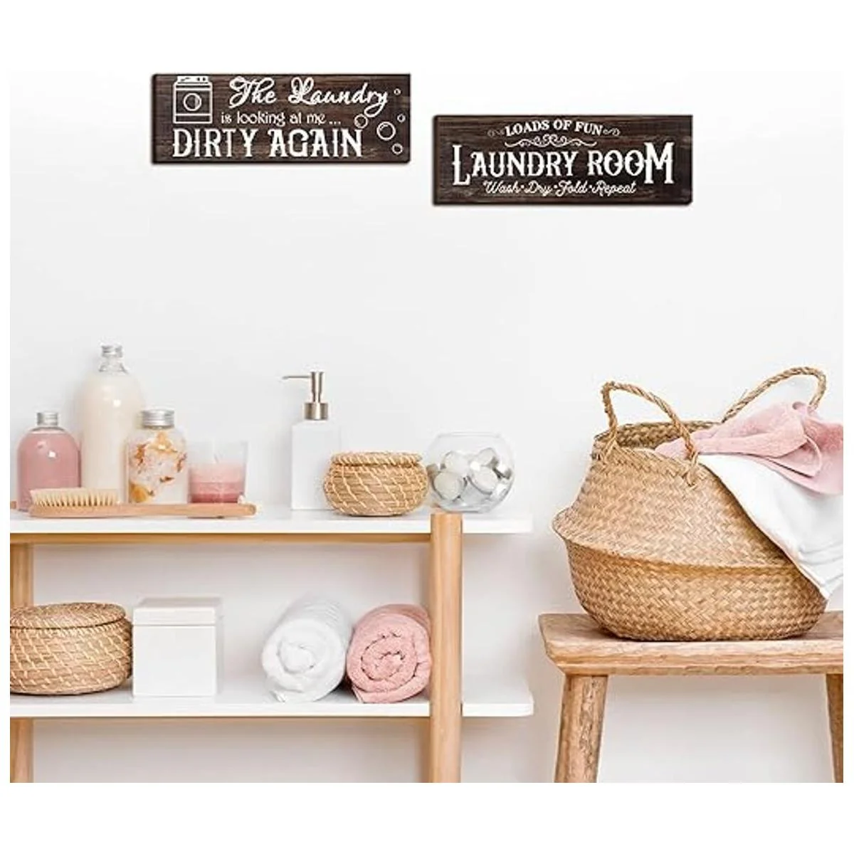 2 letreros de madera para cuarto de servicio decoración_6