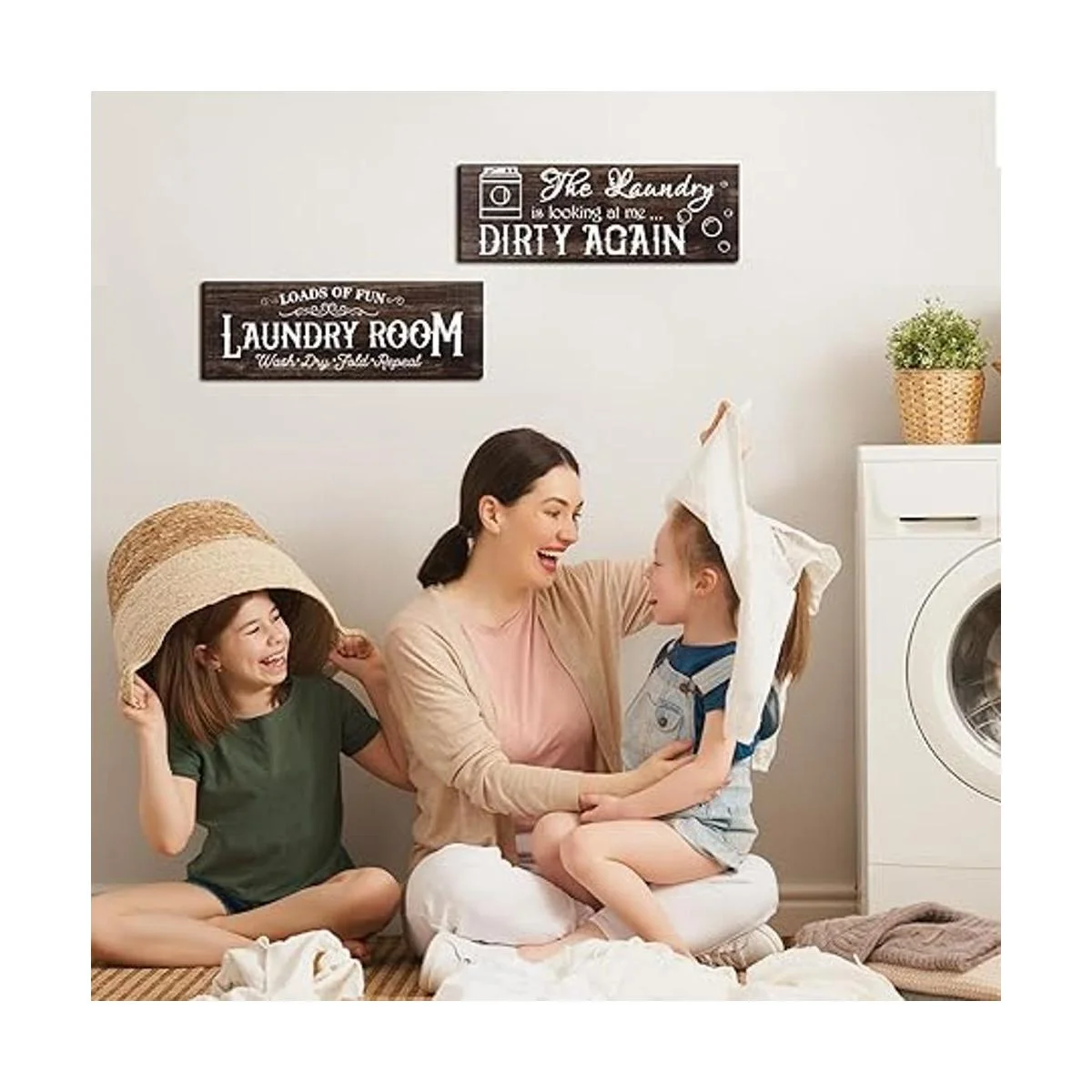 2 letreros de madera para cuarto de servicio decoración_4