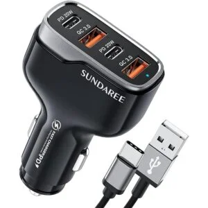 SUNDAREE Cargador de coche USB C de 4 puertos de 40 W de_1