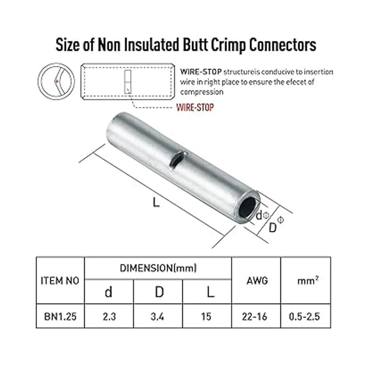 150 piezas de conectores de extremo no aislados calibre_2