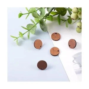 de aretes de madera natural con diseño de disco redondo_7